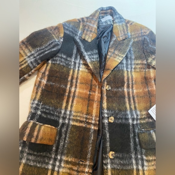 ASOS DESIGN smart dad wool mix coat in brushed check in brown. Size 4 - Picture 5 of 9